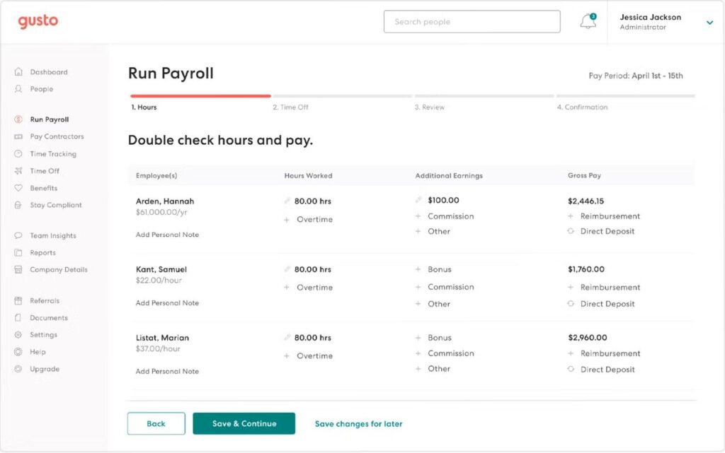 Payroll sheet - Gusto for Breweries